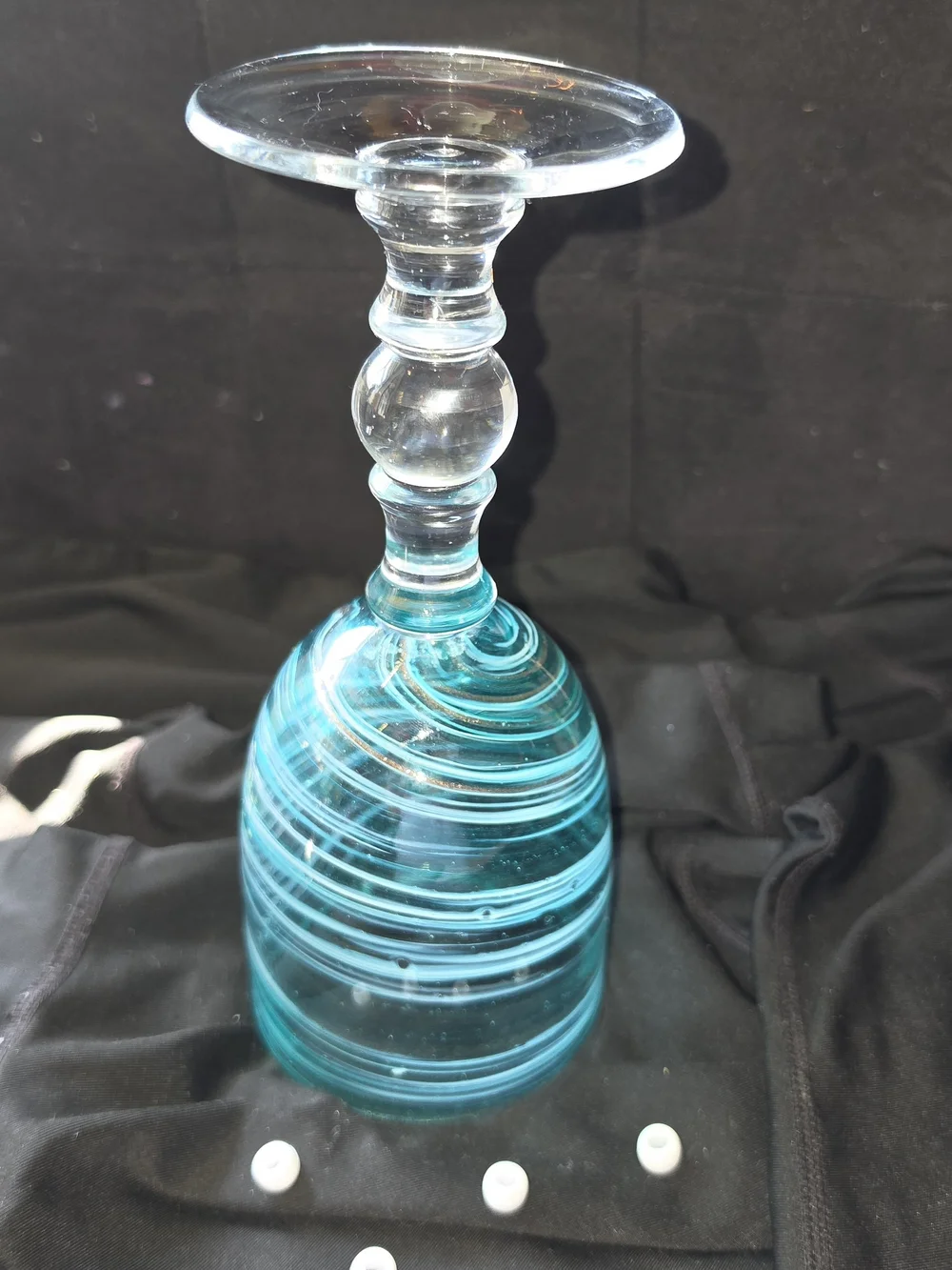 VTG Pier 1 Blue White Swirl Aventurine Water Goblets Set of 4